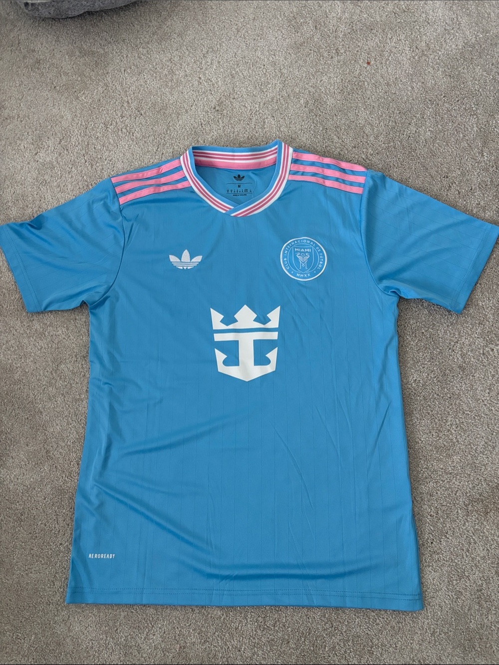 Inter Miami Adidas Sky Blue and Pink Athletic Soccer Jersey